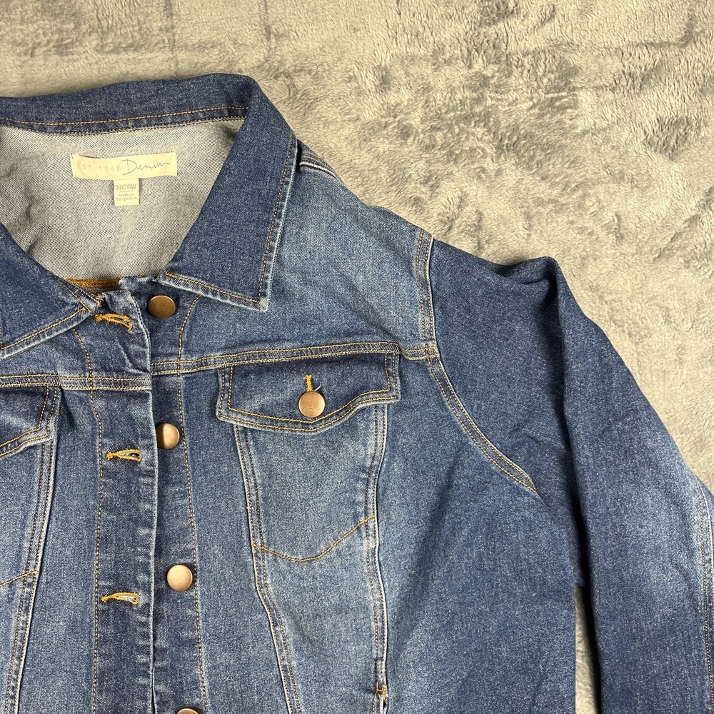 Cato C By Cato Est. 1946 Denim Trucker Jacket Womens 18/20W Blue Button Front - Picture 3 of 10